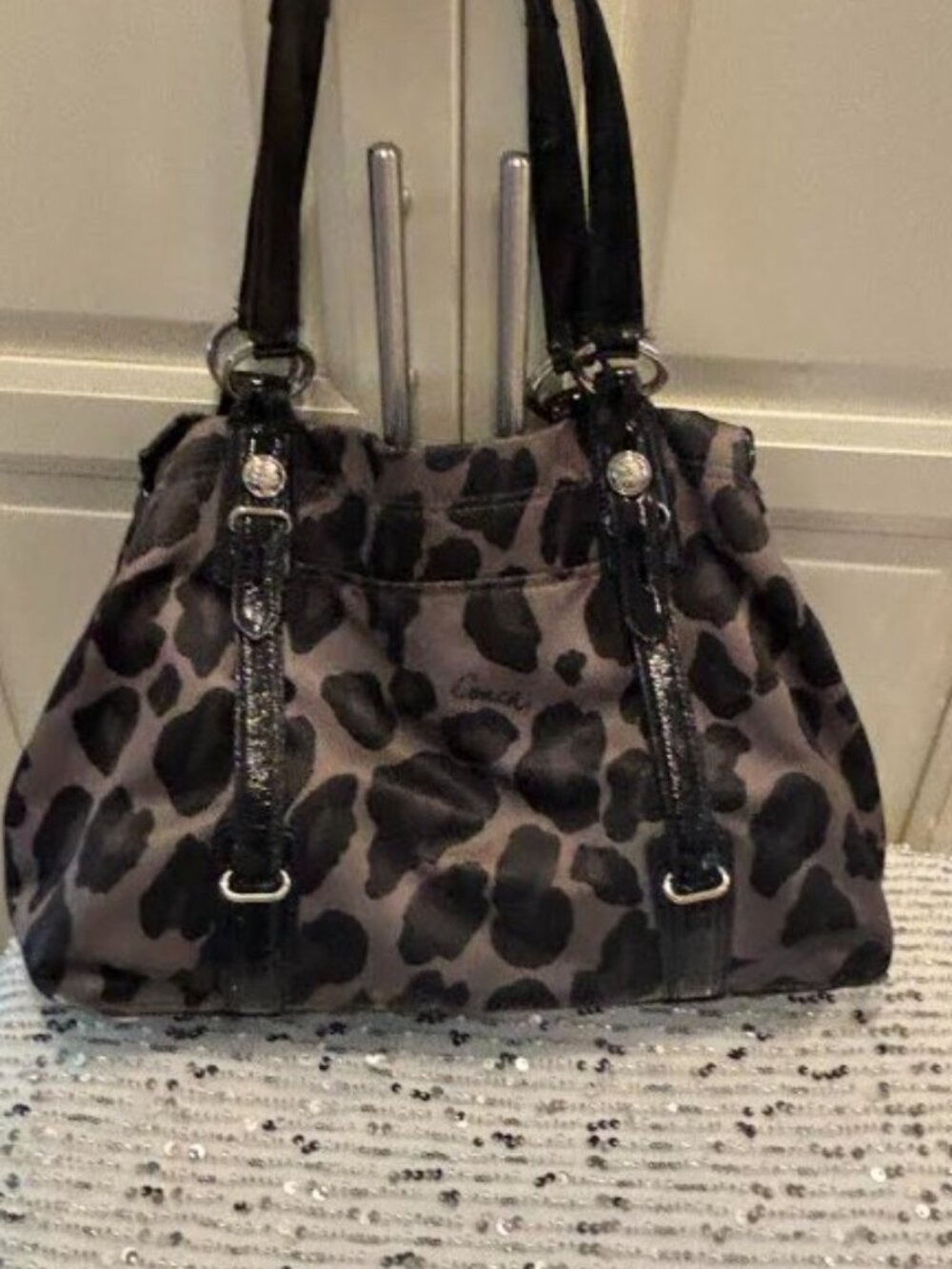 Coach Black and Grey Leopard Print Shoulder Bag - Picture 7 of 7